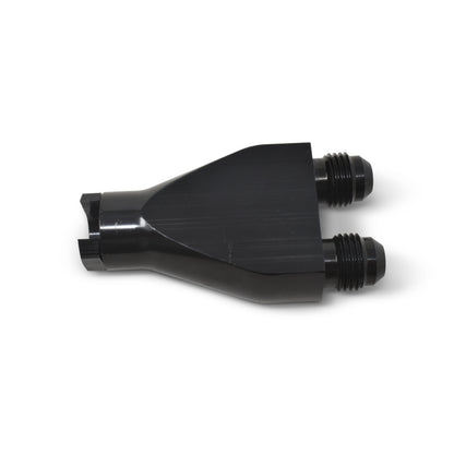 Russell Performance Billet Y-Block Adapter 3/8in SAE Quick Disconnect (2) -6AN Male Flare Black