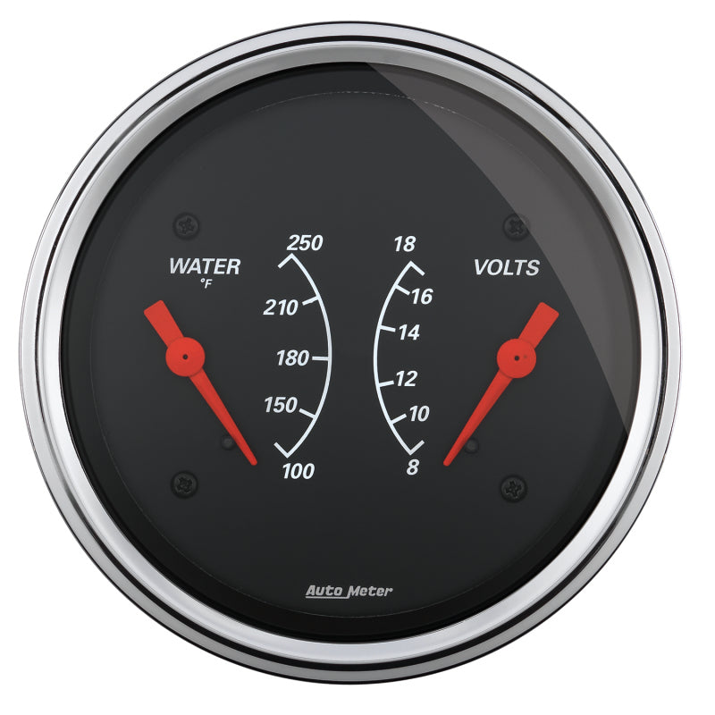 AutoMeter Gauge Dual Wtmp & Volt 3-3/8in. 250 Deg. F & 18V Elec Designer Black