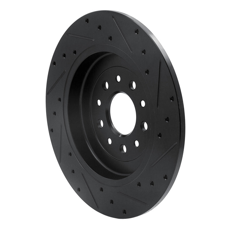R1 Concepts R1 05-19 Ford Five Hundred Rear Left Drilled & Slotted Black Brake Rotor