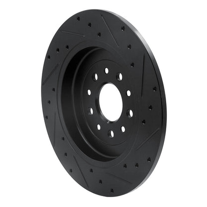 R1 Concepts R1 05-19 Ford Five Hundred Rear Left Drilled & Slotted Black Brake Rotor