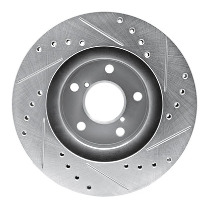 R1 Concepts R1 90-01 Subaru Impreza Front Left Drilled & Slotted Silver Brake Rotor
