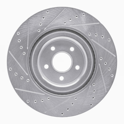 R1 Concepts R1 16-18 Ford Focus Front Right Drilled & Slotted Silver Brake Rotor