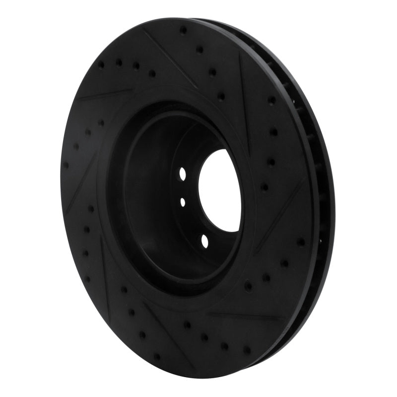 R1 Concepts R1 93-97 BMW 850CI Front Left Drilled & Slotted Black Brake Rotor