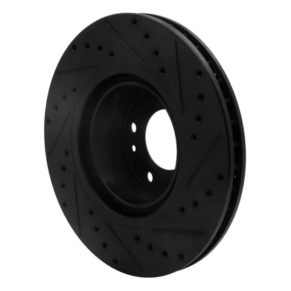 R1 Concepts R1 93-97 BMW 850CI Front Left Drilled & Slotted Black Brake Rotor