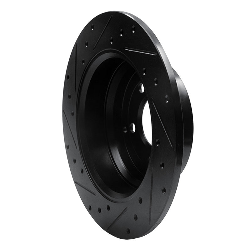 R1 Concepts R1 96-04 Volvo C70 Rear Right Drilled & Slotted Black Brake Rotor