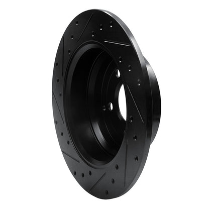 R1 Concepts R1 96-04 Volvo C70 Rear Right Drilled & Slotted Black Brake Rotor