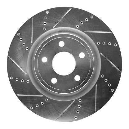 R1 Concepts R1 2012-2025 Dodge Durango Front Left Drilled & Slotted Silver Brake Rotor