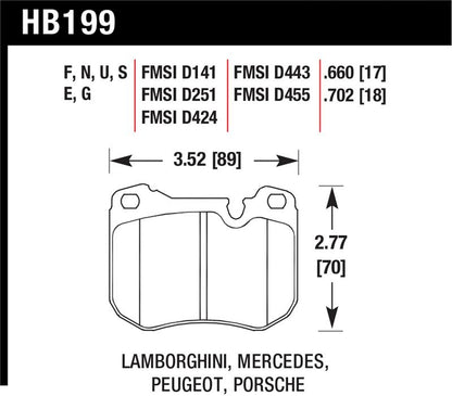 Hawk Performance Hawk 86-89 Mercedes 560SL / 77-88 Porsche 924 / 78-81 928 / 83-89 944 DTC-70 Front Race Brake Pads