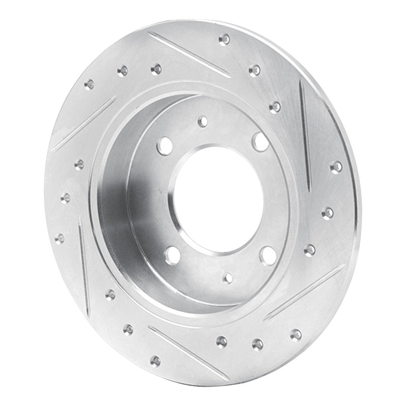 R1 Concepts R1 97-06 Hyundai TIBURON Rear Left Drilled & Slotted Silver Brake Rotor