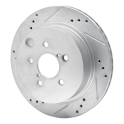 R1 Concepts R1 14-18 Subaru Forester Rear Left Drilled & Slotted Silver Brake Rotor