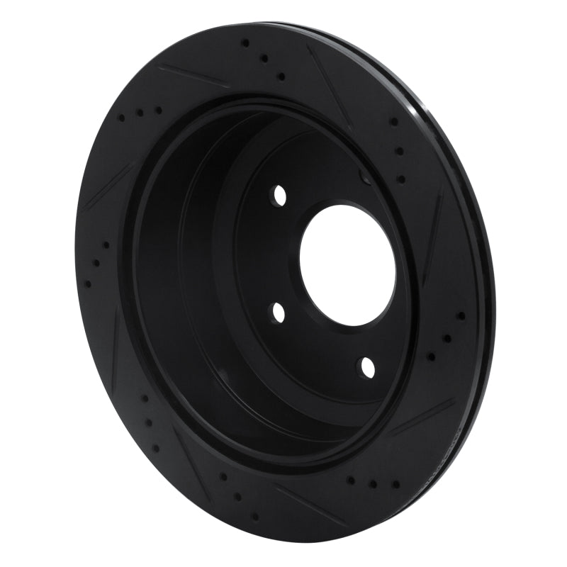 R1 Concepts R1 05-06 Pontiac GTO Rear Left Drilled & Slotted Black Brake Rotor