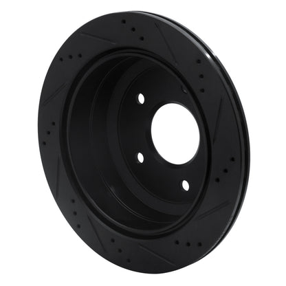 R1 Concepts R1 05-06 Pontiac GTO Rear Left Drilled & Slotted Black Brake Rotor