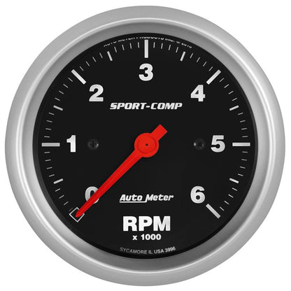 AutoMeter Sport-Comp 3-3/8in. 0-6K RPM In-Dash Tachometer Gauge