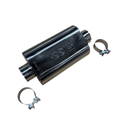 Kooks Headers Kooks 3in Oval Clamp In Center/Center Muffler 12in Long Body Polished Stainless Steel