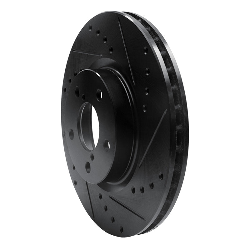 R1 Concepts R1 17-23 Subaru Impreza Front Right Drilled & Slotted Black Brake Rotor