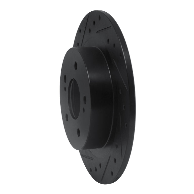 R1 Concepts R1 1984-1988 Nissan 200SX Rear Left Drilled & Slotted Black Brake Rotor