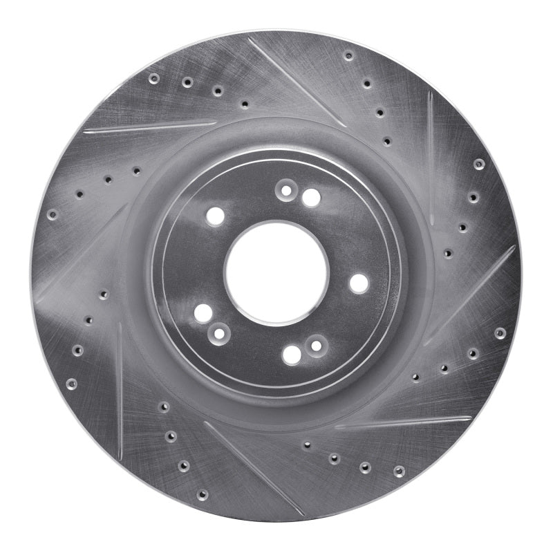 R1 Concepts R1 18-20 Genesis G80 Front Right Drilled & Slotted Silver Brake Rotor
