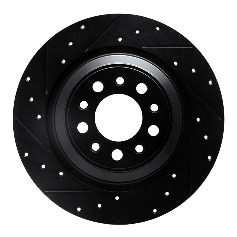 R1 Concepts R1 14-23 Jeep Cherokee Rear Left Drilled & Slotted Black Brake Rotor
