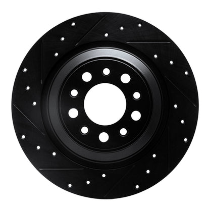 R1 Concepts R1 14-23 Jeep Cherokee Rear Left Drilled & Slotted Black Brake Rotor