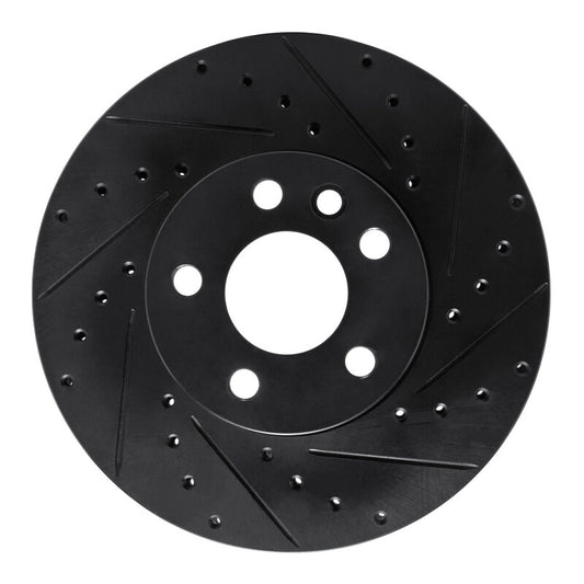 R1 Concepts R1 01-03 Volkswagen EuroVan Front Right Drilled & Slotted Black Brake Rotor