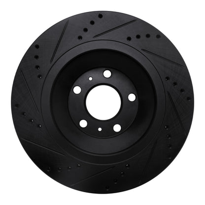 R1 Concepts R1 04-18 Audi A8 Rear Right Drilled & Slotted Black Brake Rotor