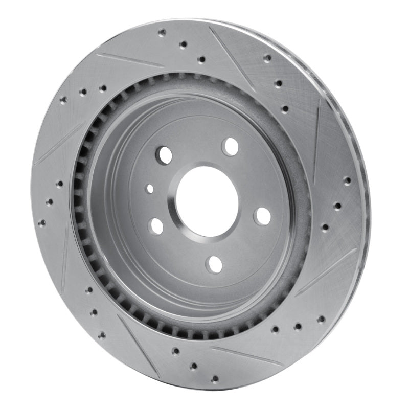 R1 Concepts R1 08-14 Cadillac CTS Rear Left Drilled & Slotted Silver Brake Rotor