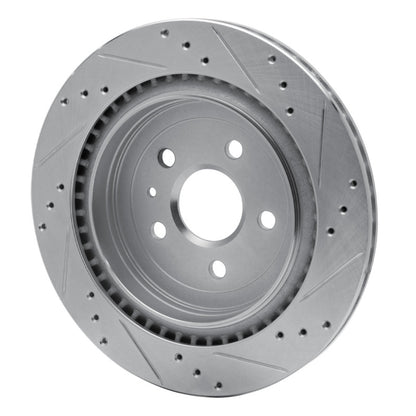 R1 Concepts R1 08-14 Cadillac CTS Rear Left Drilled & Slotted Silver Brake Rotor