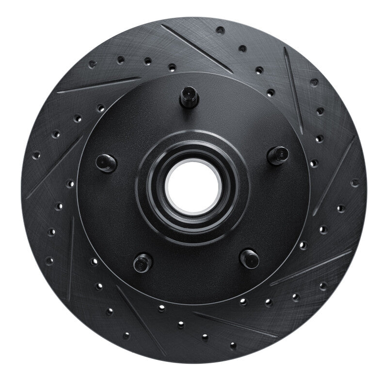 R1 Concepts R1 94-01 Ford E-150 Econoline Front Right Drilled & Slotted Black Brake Rotor