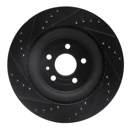 R1 Concepts R1 13-19 Ford Flex Front Right Drilled & Slotted Black Brake Rotor