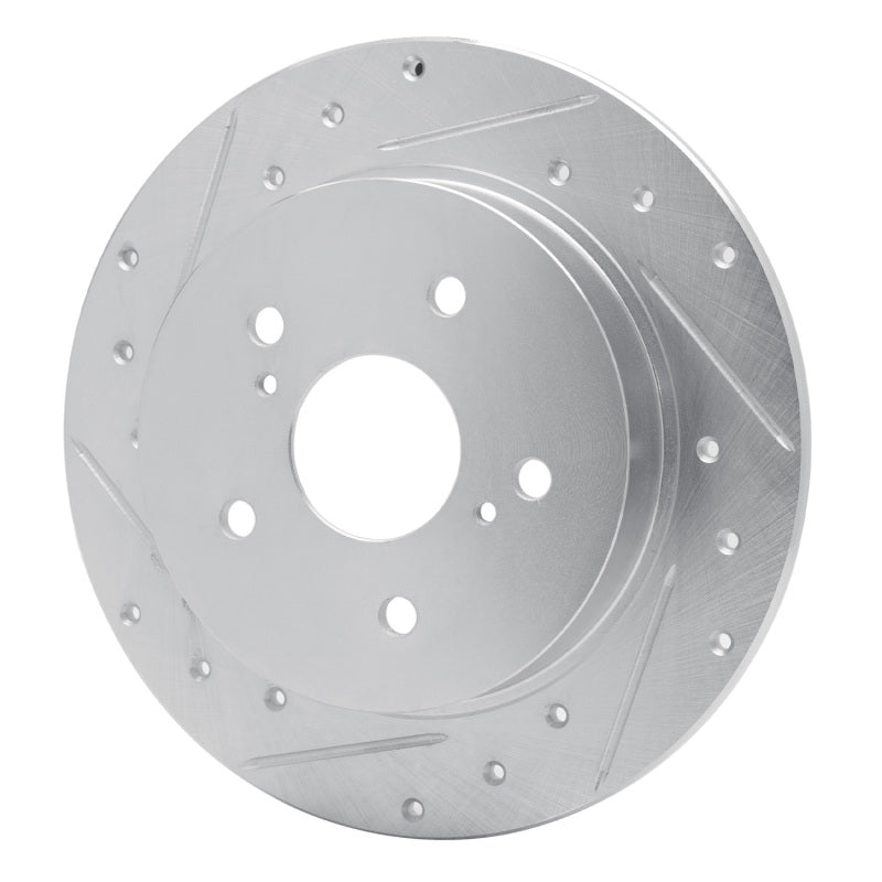 R1 Concepts R1 07-14 Suzuki SX4 Rear Left Drilled & Slotted Silver Brake Rotor