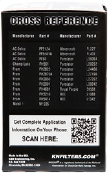 K&N Engineering K&N Oil Filter for Nissan/Ford/Toyota/Audi/Chevy/Subaru/VW/Porsche/BMW 3in OD x 5.063in H