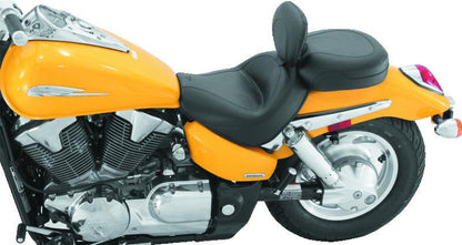 Mustang Motorcycle Mustang 04-09 Honda VTX1300C Wide Touring 2PC Seat w/Driver Backrest - Black