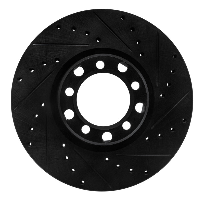 R1 Concepts R1 82-85 Mercedes-Benz 500SEC Front Right Drilled & Slotted Black Brake Rotor