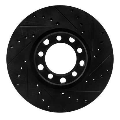 R1 Concepts R1 82-85 Mercedes-Benz 500SEC Front Right Drilled & Slotted Black Brake Rotor