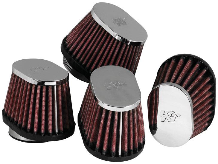 K&N Engineering K&N Universal Chrome Oval Tapered Air Filter - 2in Flg ID x 4in OS L 3in OS W x 2.75in H