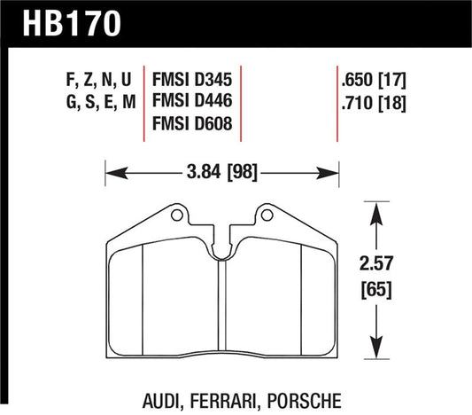 Hawk Performance Hawk 79-99 Porsche 911 / 86-95 Porsche 928 / 86-94 Porsche 944 Turbo DTC-60 Race Rear Brake Pads
