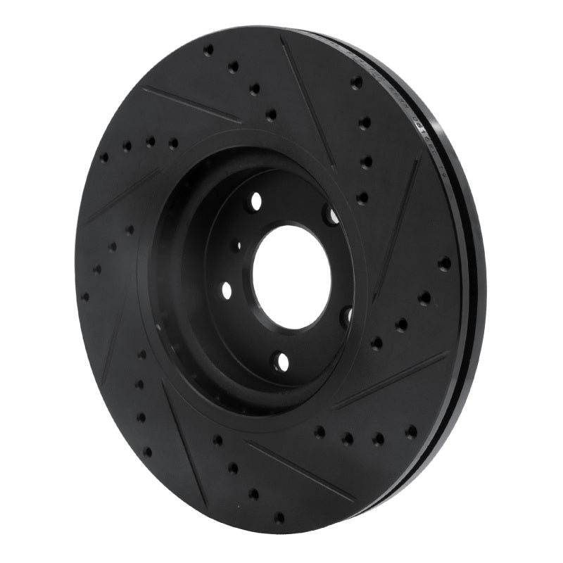 R1 Concepts R1 03-23 Infiniti EX35 Front Left Drilled & Slotted Black Brake Rotor