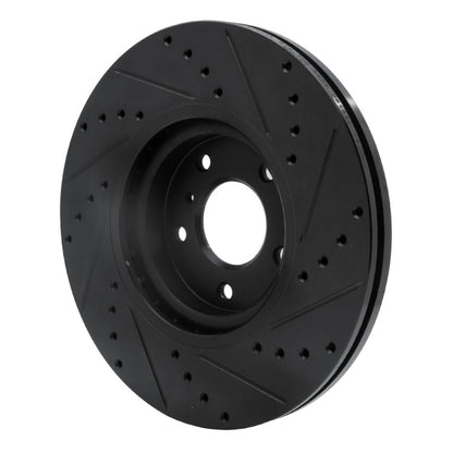 R1 Concepts R1 03-23 Infiniti EX35 Front Left Drilled & Slotted Black Brake Rotor