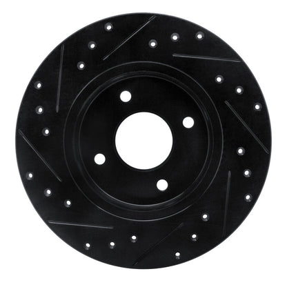 R1 Concepts R1 84-85 Nissan 300ZX Rear Right Drilled & Slotted Black Brake Rotor