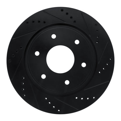 R1 Concepts R1 05-07 Infiniti QX56 Front Right Drilled & Slotted Black Brake Rotor