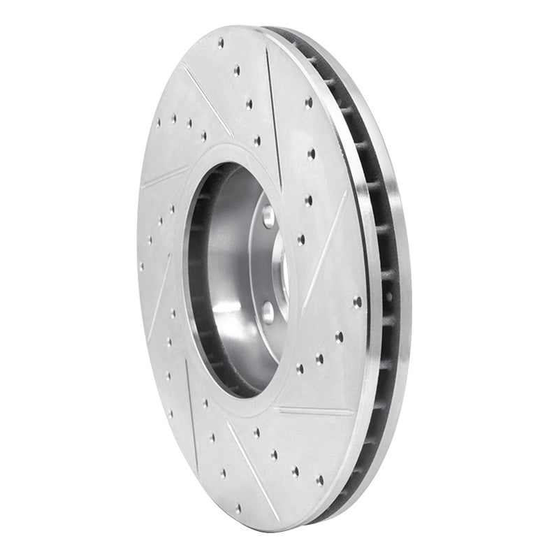 R1 Concepts R1 07-19 BMW X5 Front Left Drilled & Slotted Silver Brake Rotor