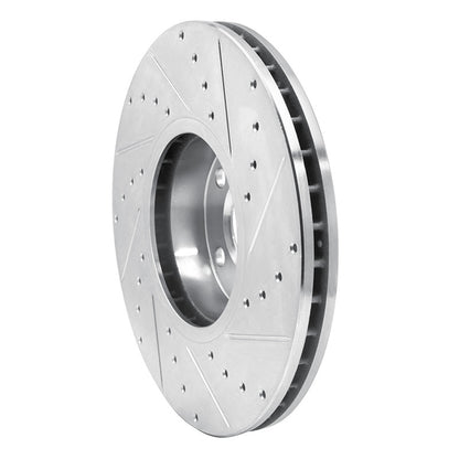 R1 Concepts R1 07-19 BMW X5 Front Left Drilled & Slotted Silver Brake Rotor