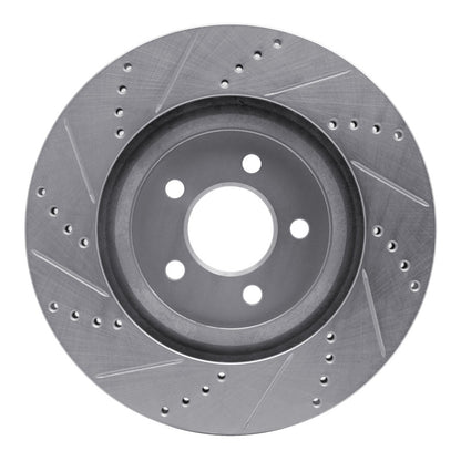 R1 Concepts R1 94-04 Ford Mustang Front Right Drilled & Slotted Silver Brake Rotor