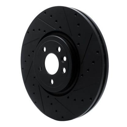 R1 Concepts R1 2017-2020 Jaguar F-Pace Front Right Drilled & Slotted Black Brake Rotor