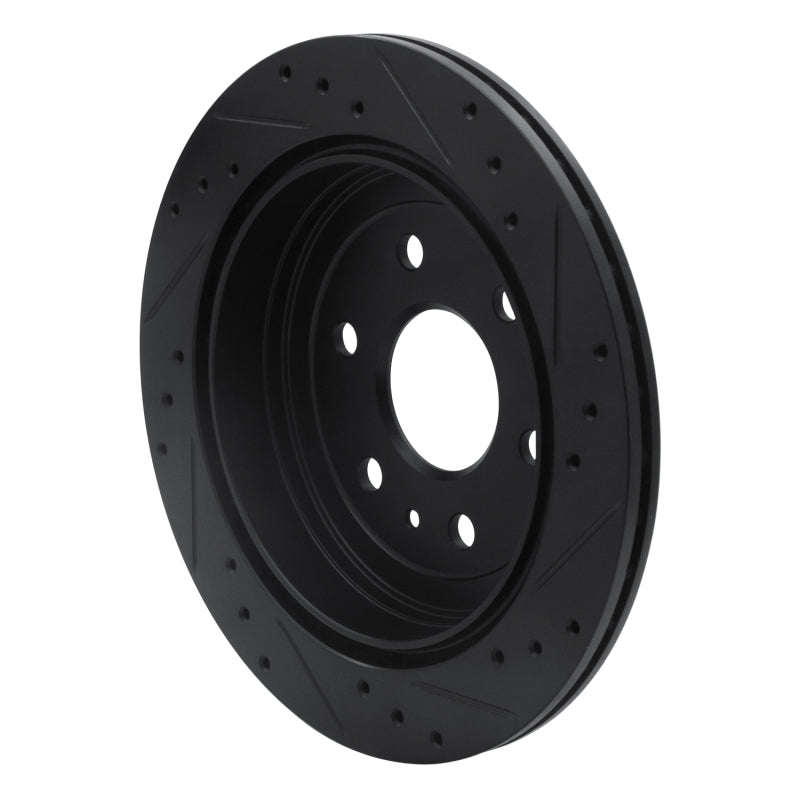 R1 Concepts R1 07-17 Buick Enclave Rear Left Drilled & Slotted Black Brake Rotor