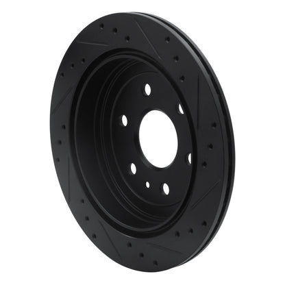 R1 Concepts R1 07-17 Buick Enclave Rear Left Drilled & Slotted Black Brake Rotor