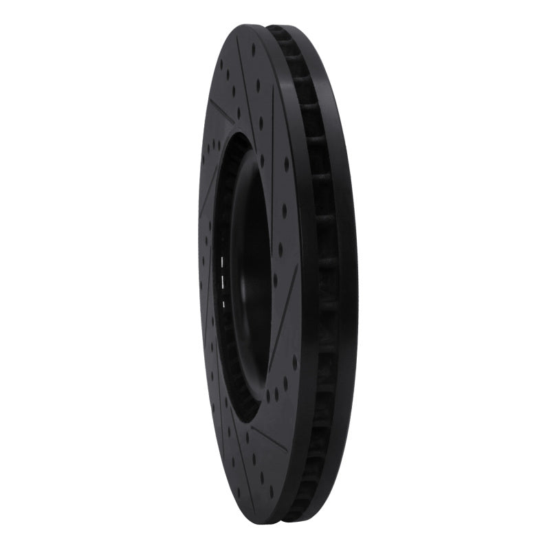 R1 Concepts R1 99-04 Audi S6 Front Left Drilled & Slotted Black Brake Rotor
