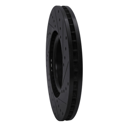 R1 Concepts R1 99-04 Audi S6 Front Left Drilled & Slotted Black Brake Rotor