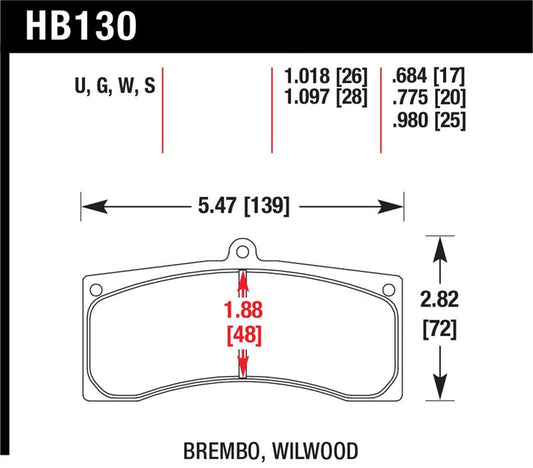 Hawk Performance Hawk Universal Brembo DTC-70 Race Brake Pads Thickness 1.018