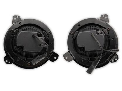 Raxiom 18-22 Jeep Wrangler JL/JT Axial 9-Inch LED Headlights w/RGB Halo- Black Housing (Clear Lens)